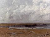 Gustave Courbet Famous Paintings - The Beach at Trouville at Low Tide